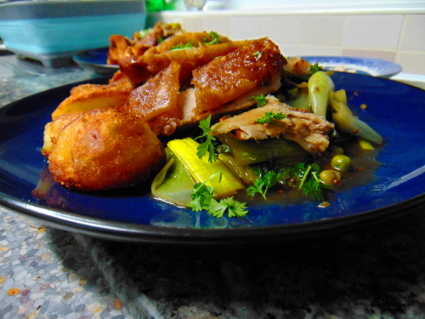 Slow Roast Pork with Kale & Leaks, recipe, eat well on universal credit