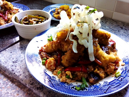 Szechuan Sauce Pork - Special Fry Rice - Killer mini Cucumber Pickle!