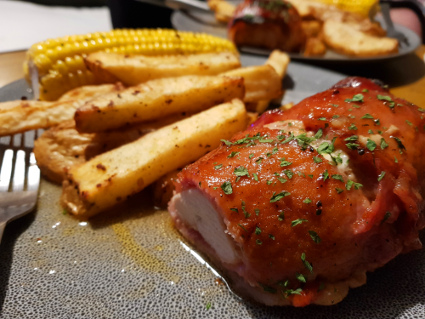 Bacon wrapped Chicken with Honey Glaze recipe, eat well on universal credit