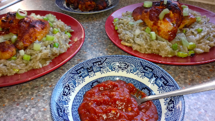 Hot Wings with Mushroom Risotto